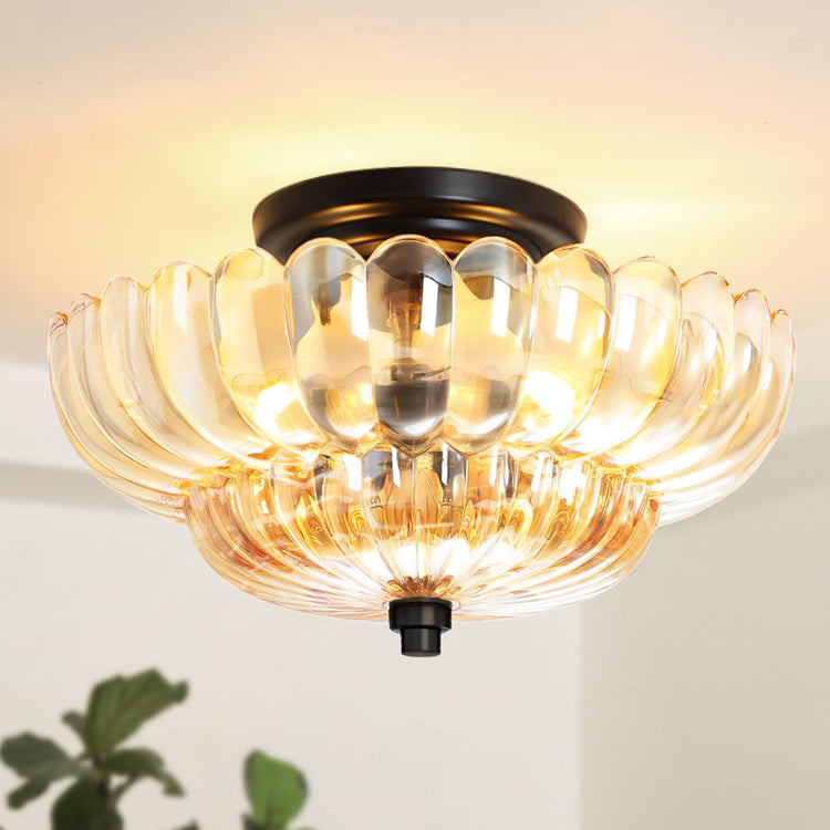 Glarefusion Vintage Amber Glass Ceiling Light