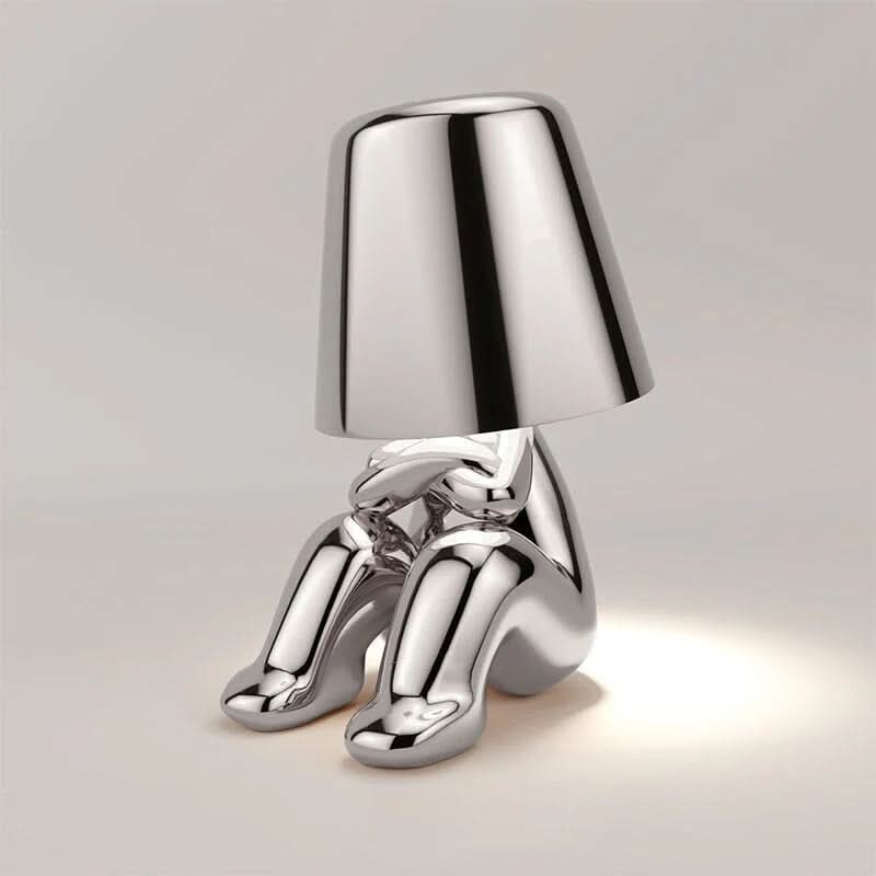 Glarefusion Cute Gold Man Statue LED bordlampe