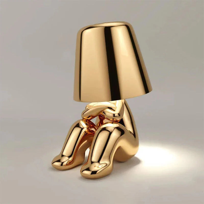 Glarefusion Cute Gold Man Statue LED Table Lamp