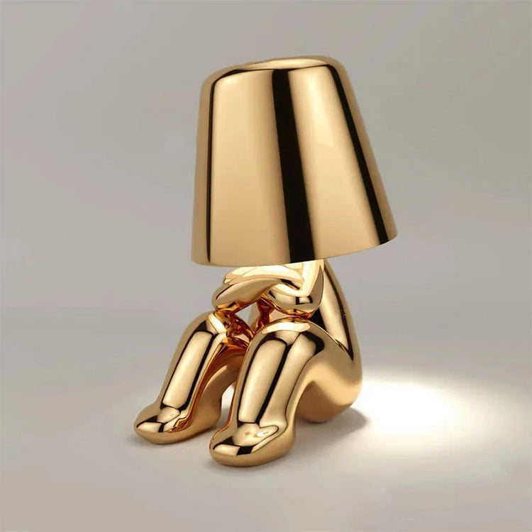 Glarefusion Cute Gold Man Statue LED bordlampe