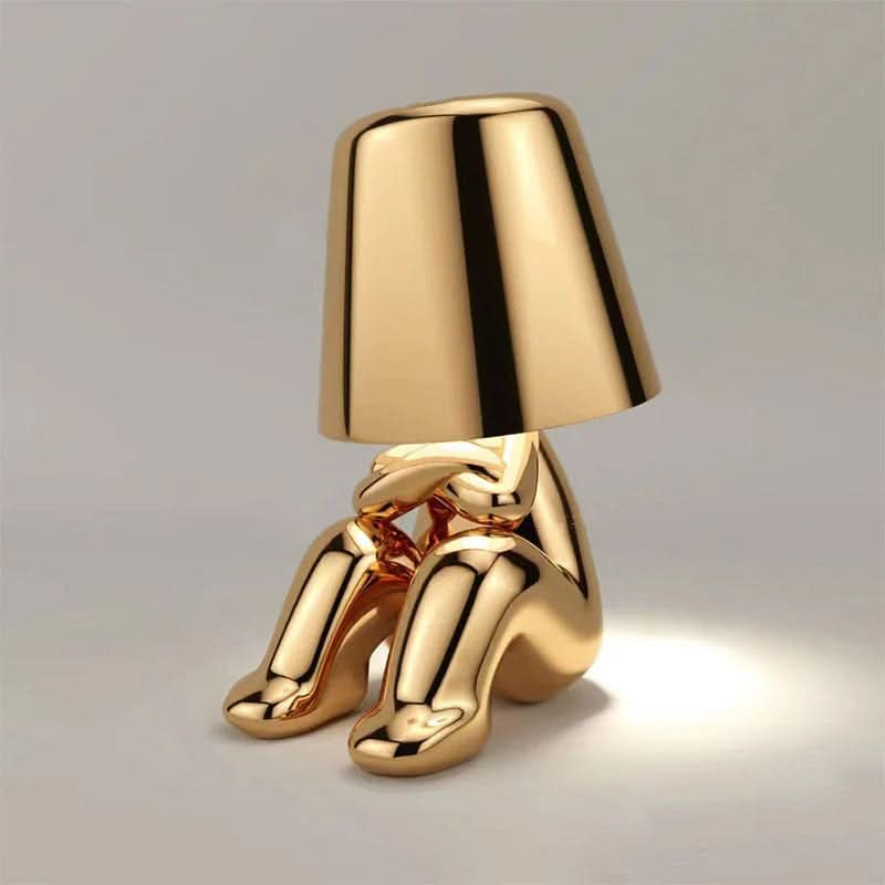 Glarefusion Cute Gold Man Statue LED bordlampe