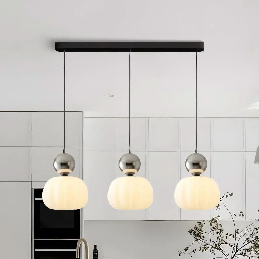 Lampada a sospensione Art Déco color crema Glarefusion