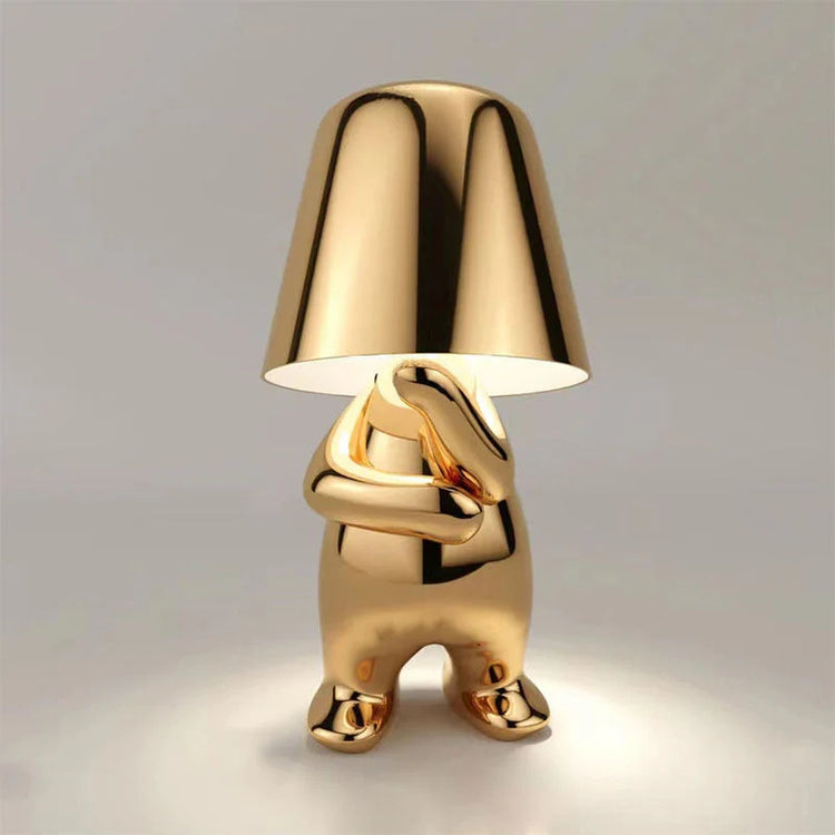 Glarefusion Cute Gold Man Statue LED bordlampe