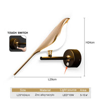 Glarefusion Modern Led Art Design Bird Wall Light