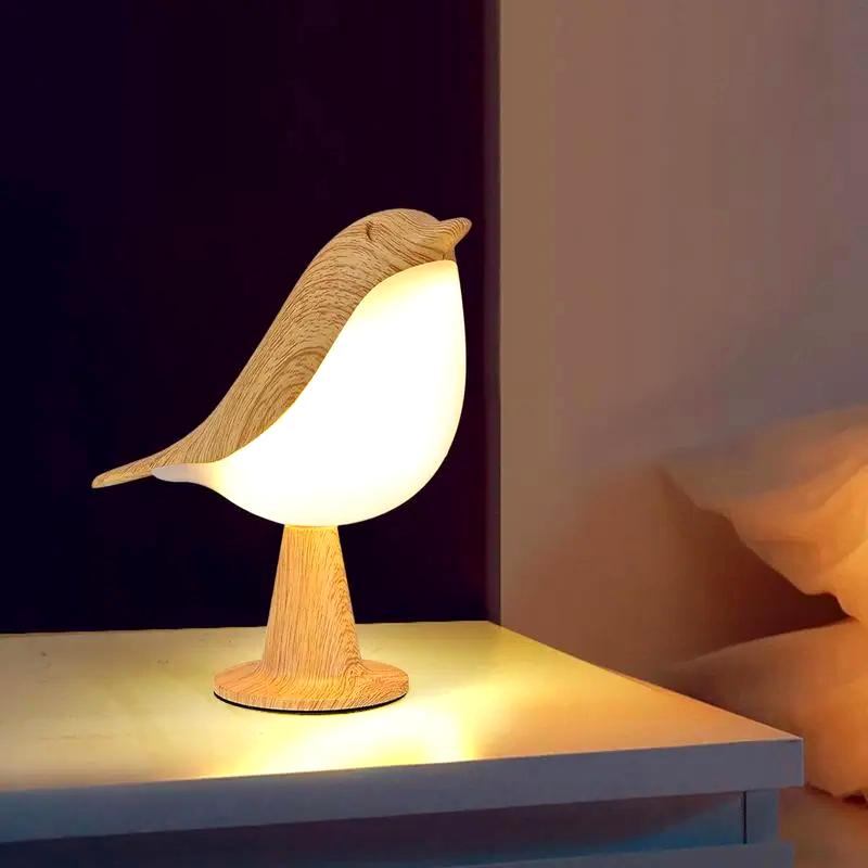 Lampe de table oiseau en bois chic Glarefusion