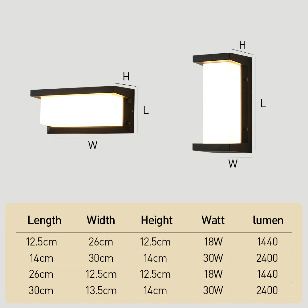 Lampada da parete per esterni a LED con sensore impermeabile semplice e moderna