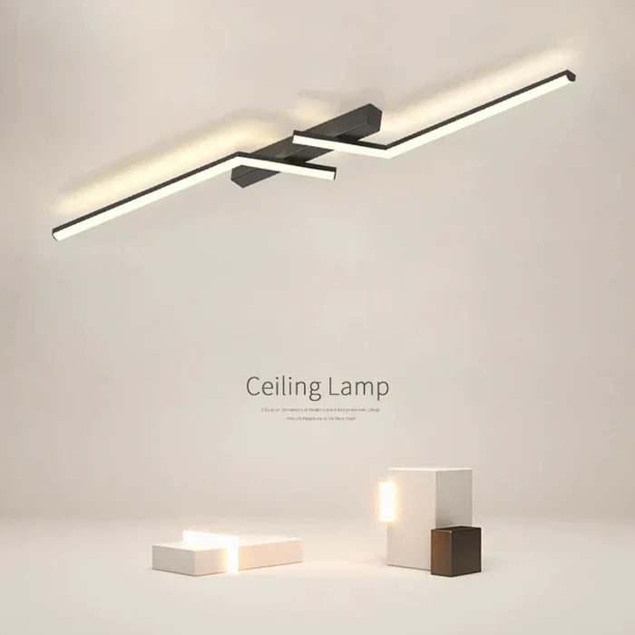 Plafonnier LED moderne simple en aluminium noir