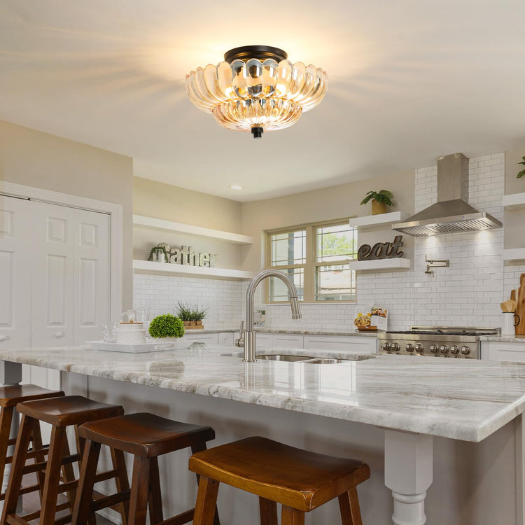 Glarefusion Vintage Amber Glass Ceiling Light