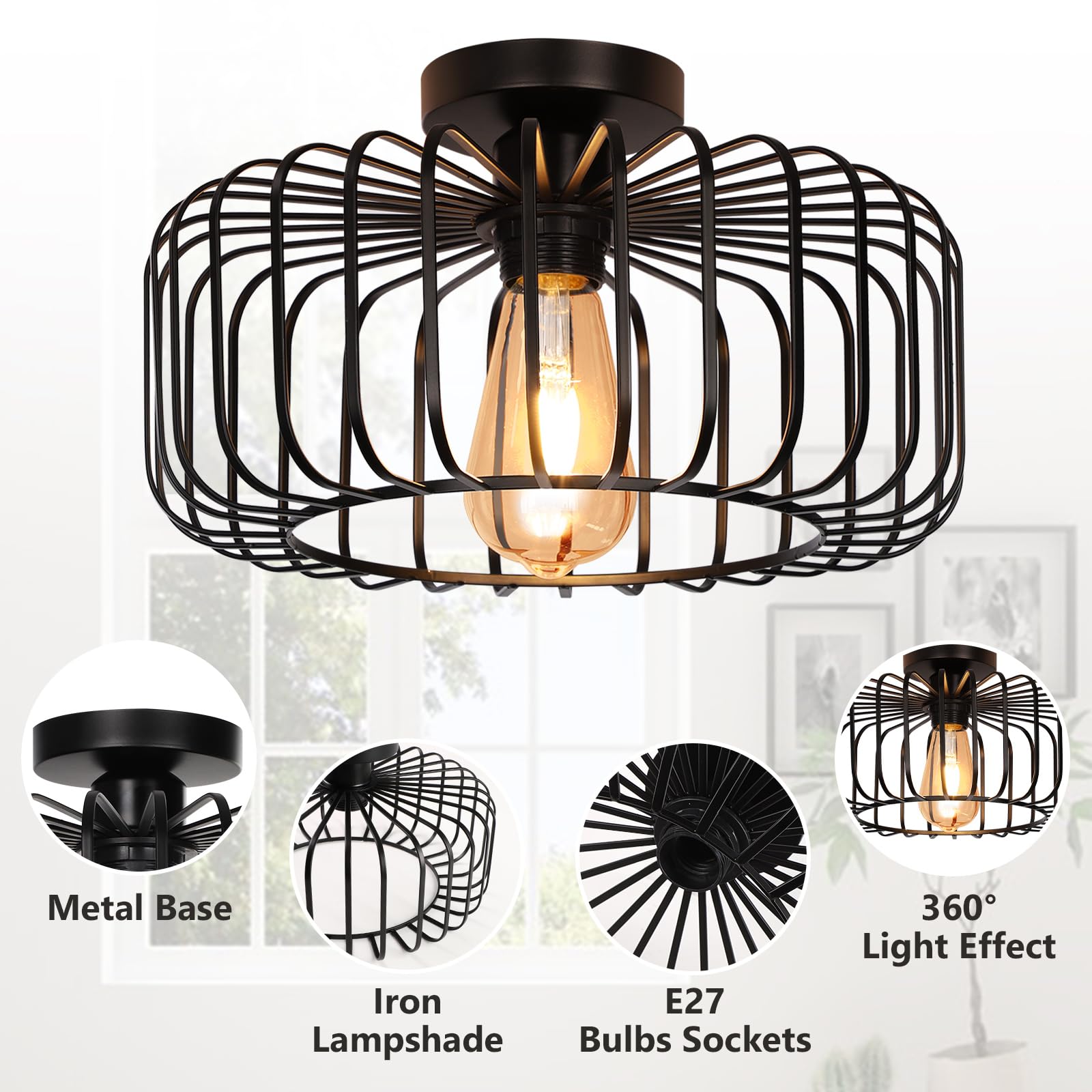 Mid-Century Modern Birdcage Ceiling Light