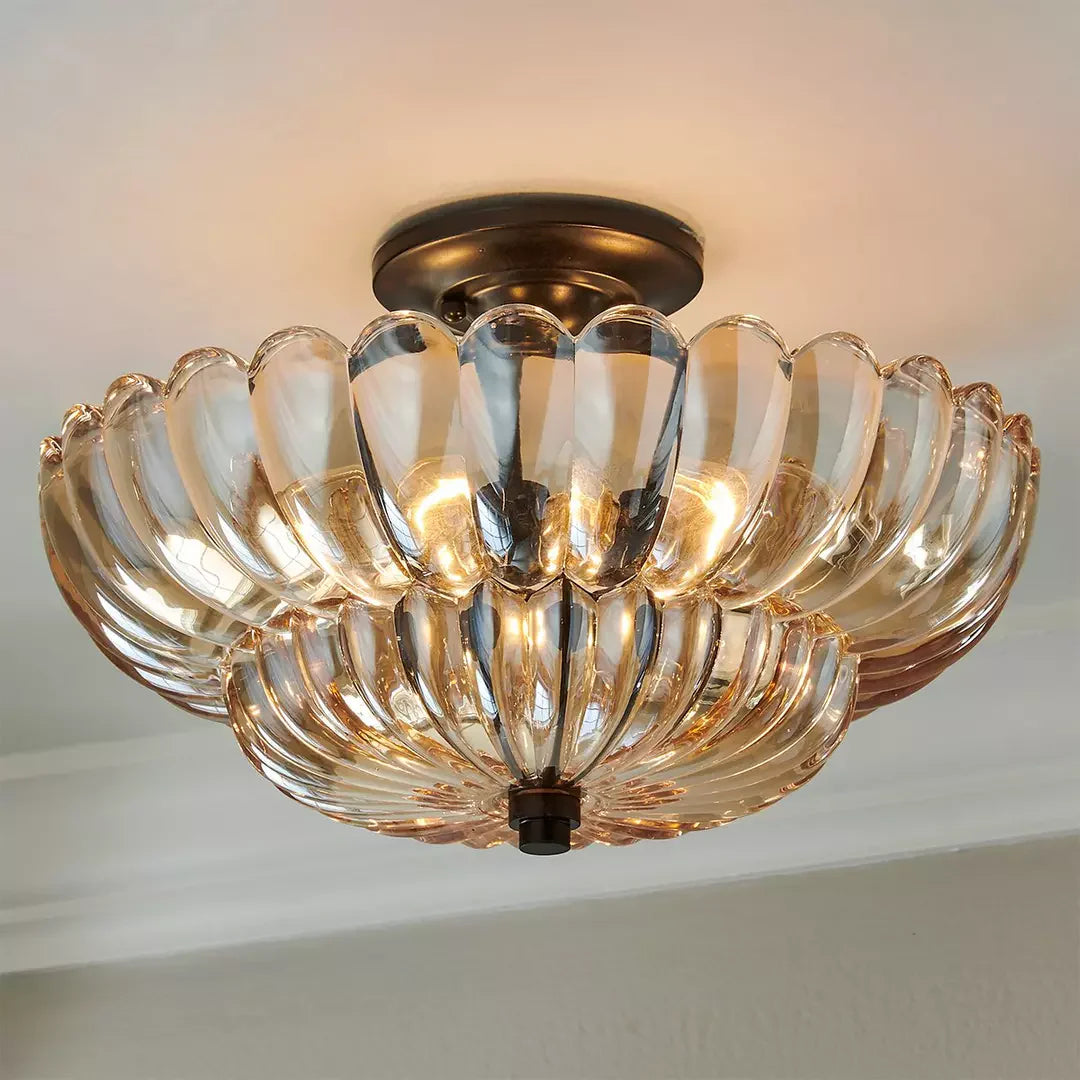 Plafonnier vintage en verre ambré Glarefusion