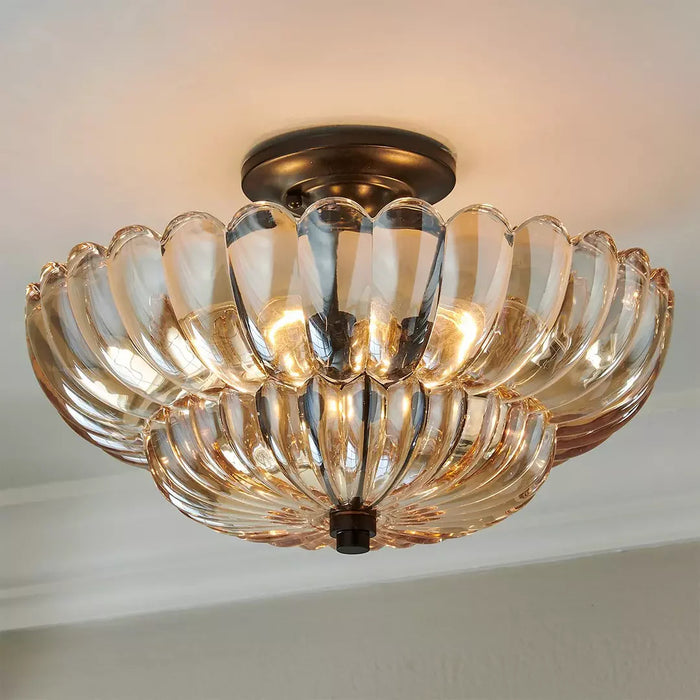 Glarefusion Vintage Amber Glass Ceiling Light