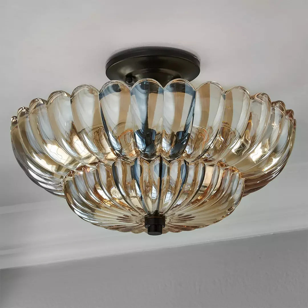Plafonnier vintage en verre ambré Glarefusion