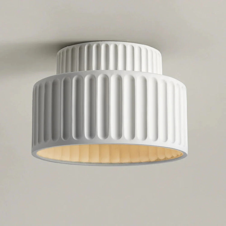Glarefusion Vintage Cream Style Drum Ceiling Lamp