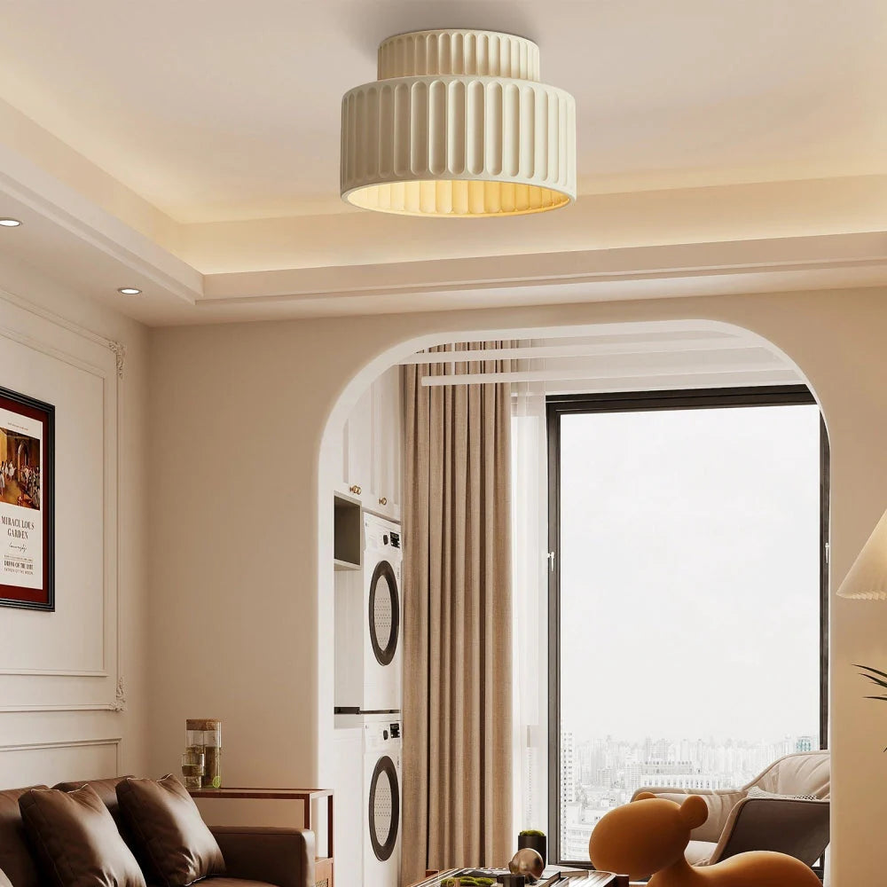 Glarefusion Vintage Cream Style Drum Ceiling Lamp