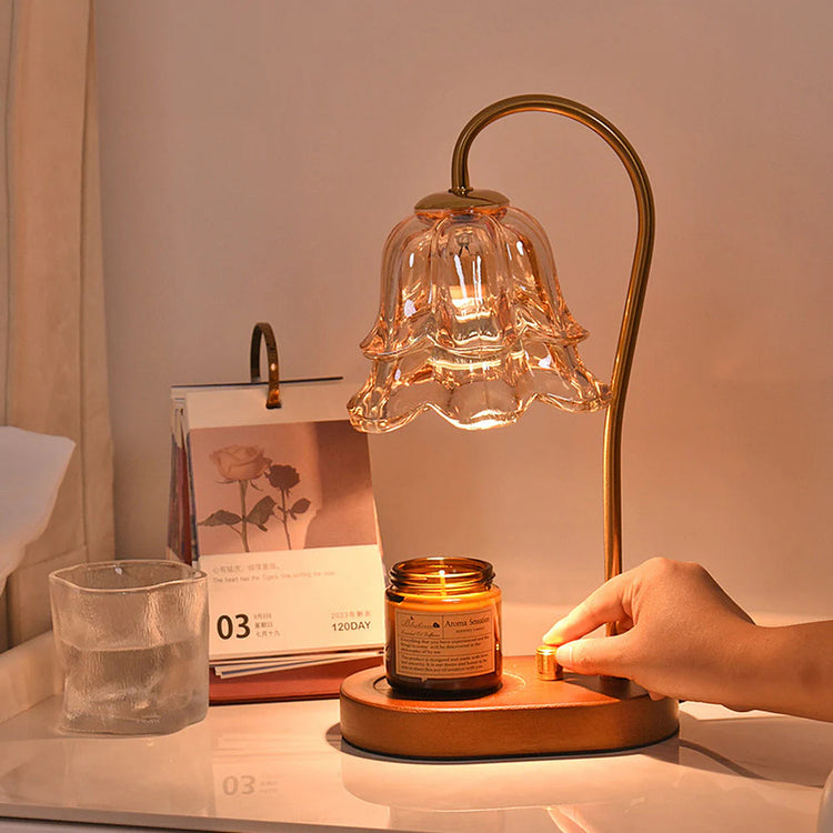 Vintage Flower Shape Candle Aromatherapy Glass Table Lamp