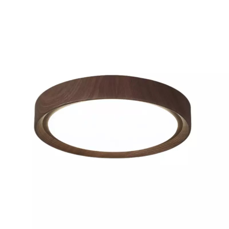 Plafoniera vintage in legno con disco rotondo
