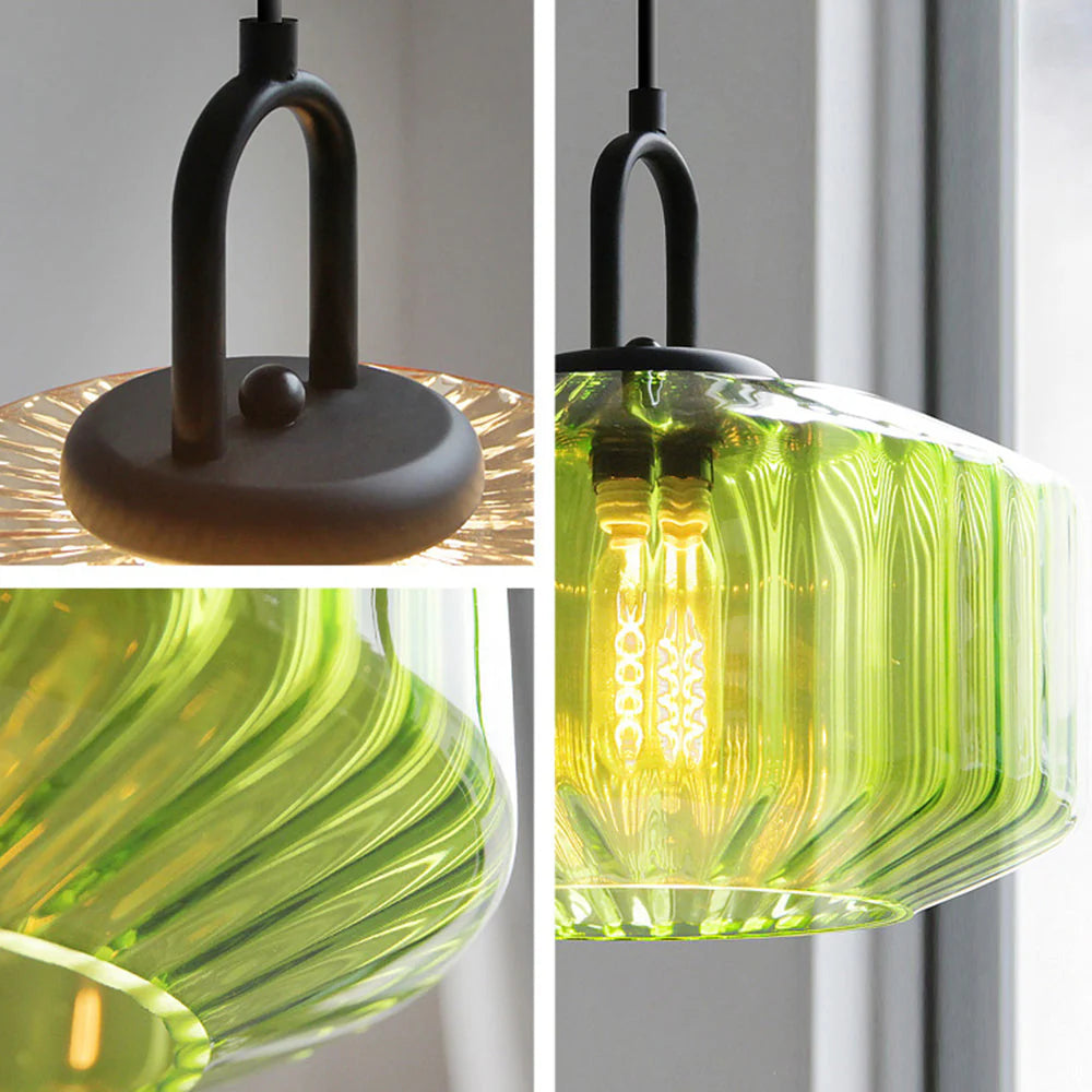 Nordic Modern Vintage stribet glas pendellampe