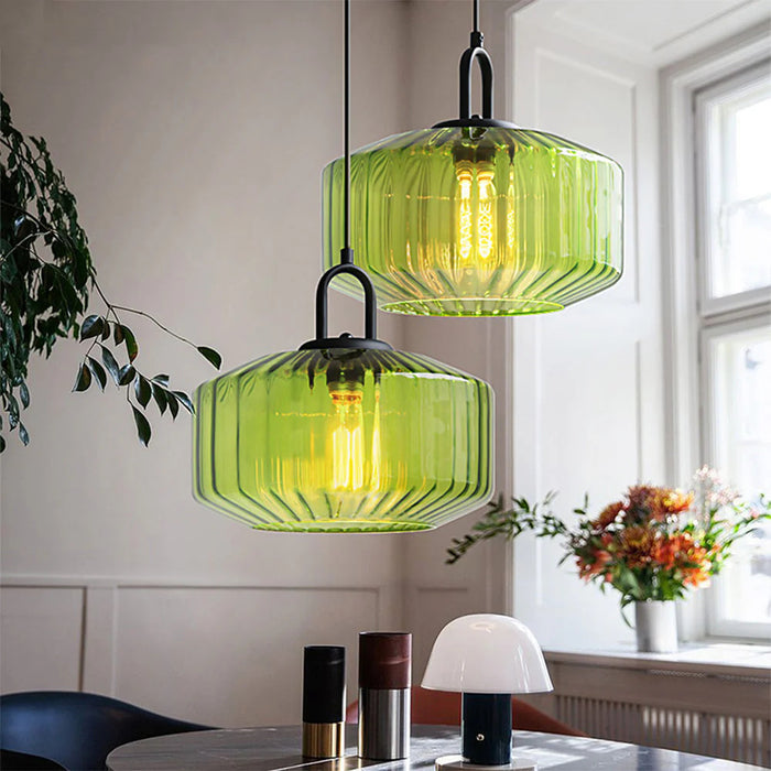 Luce a sospensione in vetro a strisce vintage moderna nordica