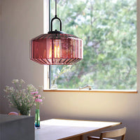 Noordse moderne vintage gestreepte glazen hanglamp