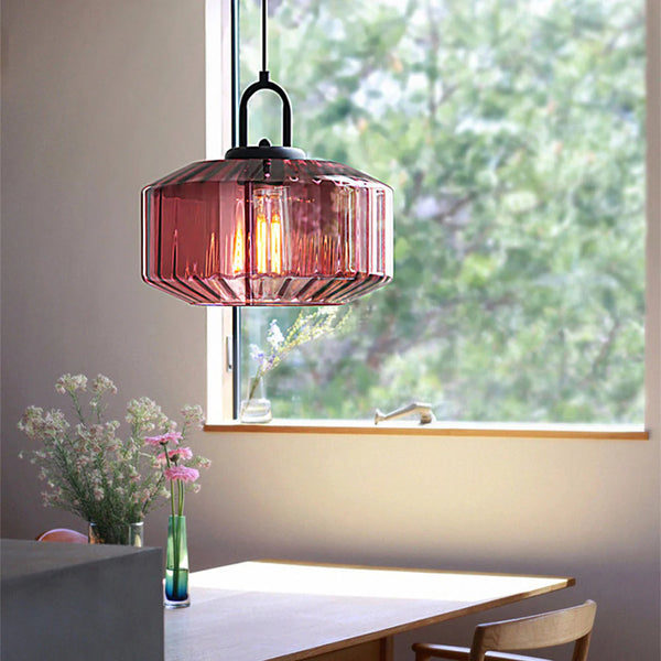 Luce a sospensione in vetro a strisce vintage moderna nordica