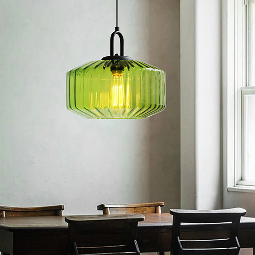 Noordse moderne vintage gestreepte glazen hanglamp
