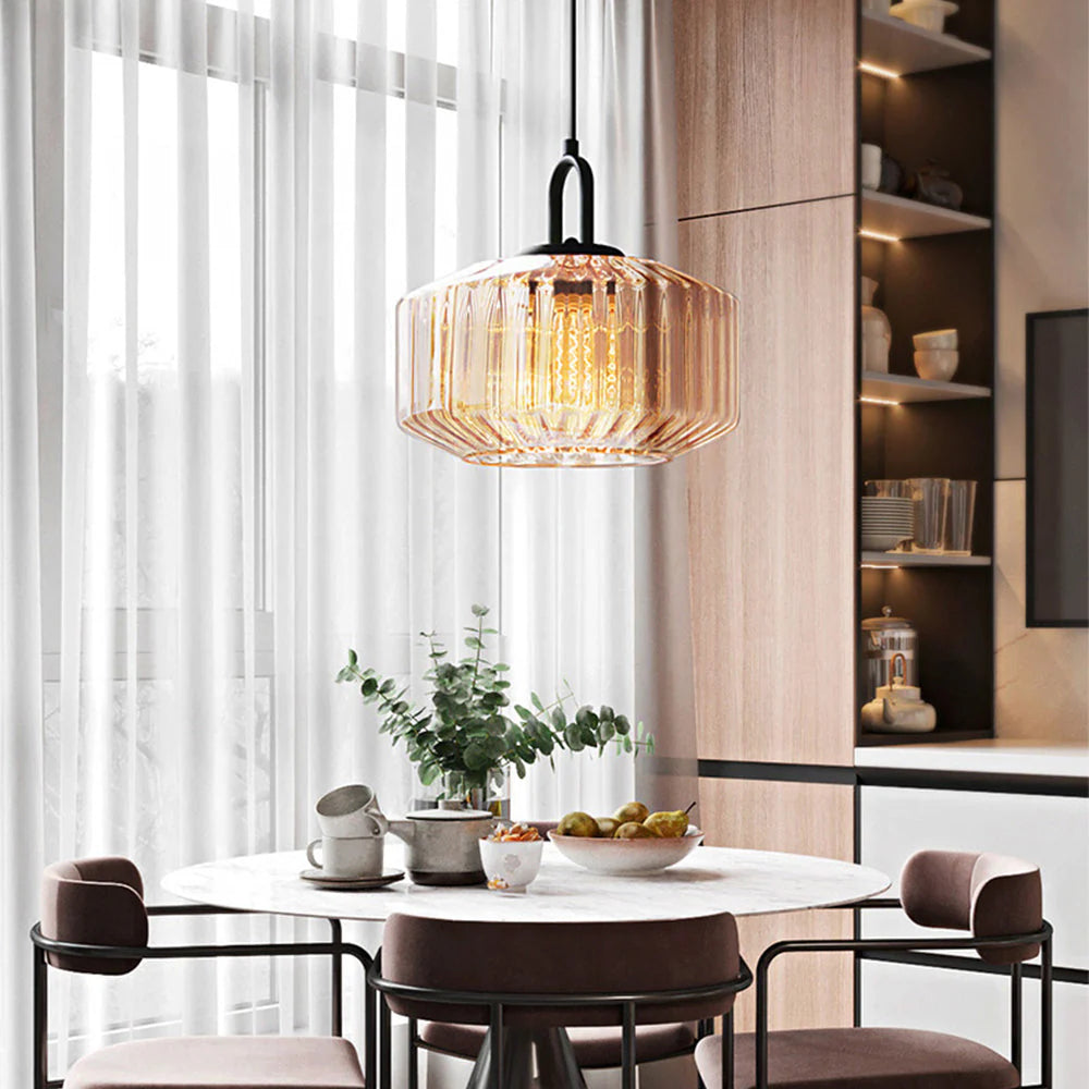 Nordic Modern Vintage stribet glas pendellampe