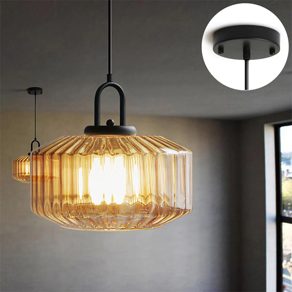 Noordse moderne vintage gestreepte glazen hanglamp