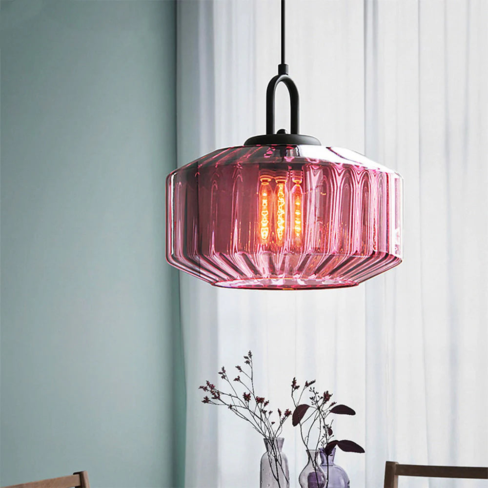 Noordse moderne vintage gestreepte glazen hanglamp