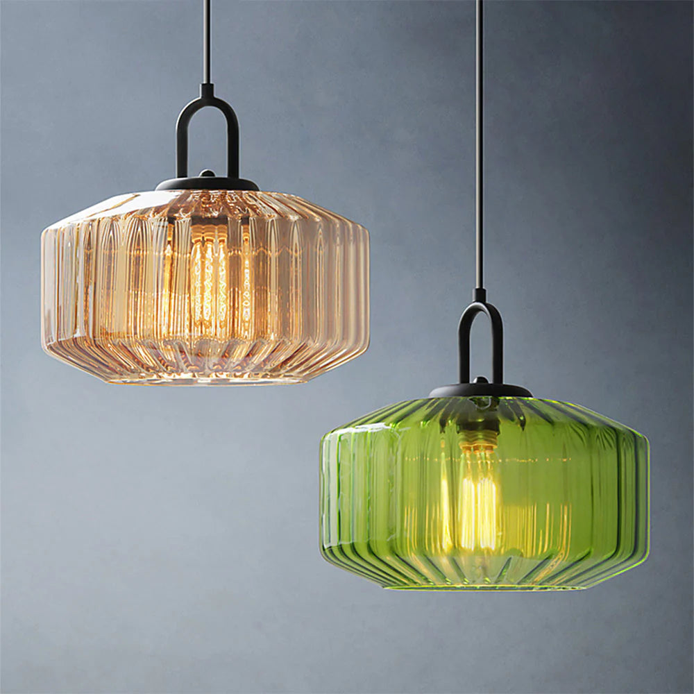 Noordse moderne vintage gestreepte glazen hanglamp