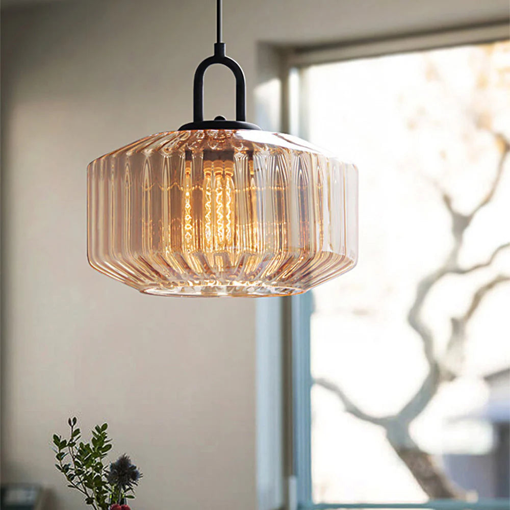 Nordic Modern Vintage stribet glas pendellampe