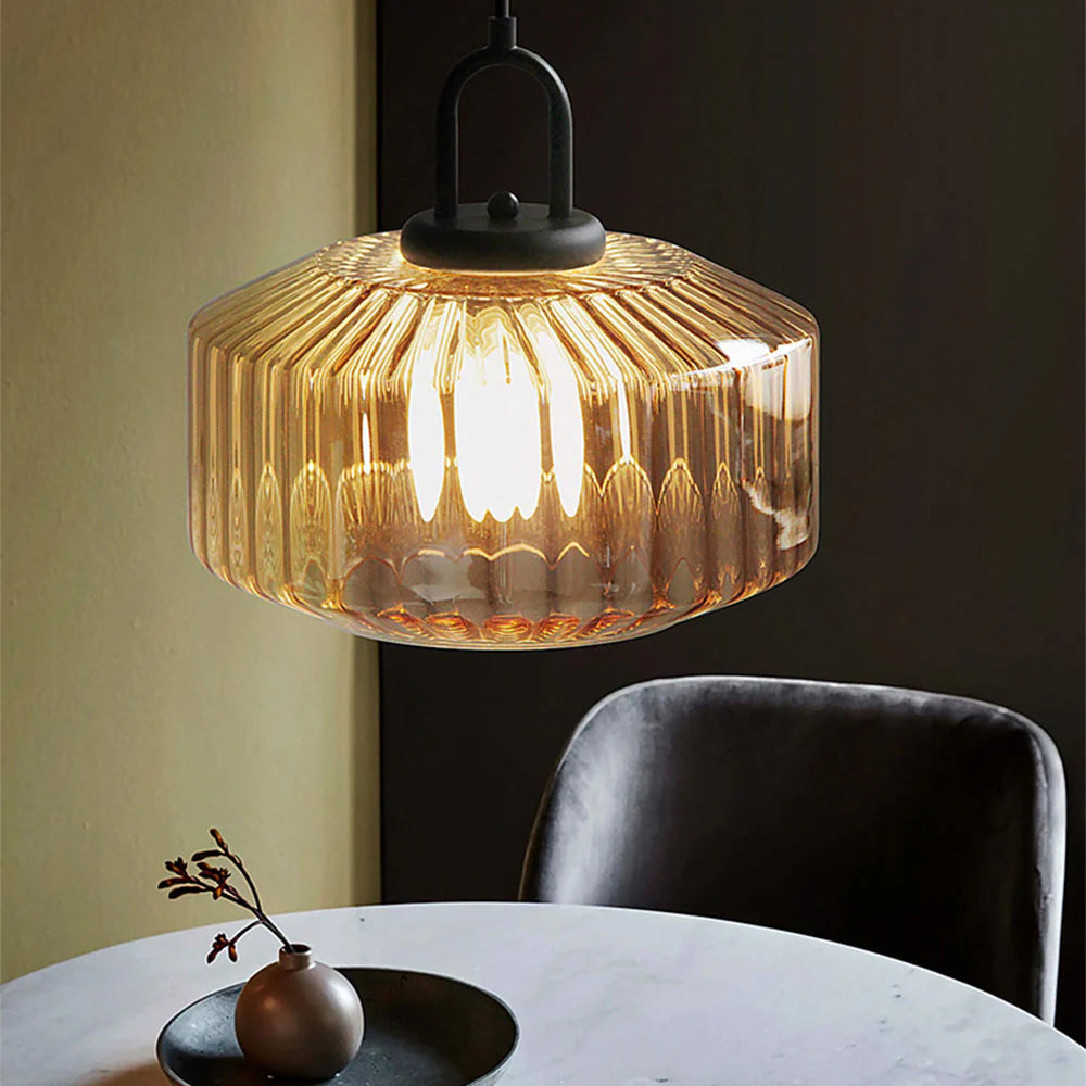 Nordic Modern Vintage stribet glas pendellampe
