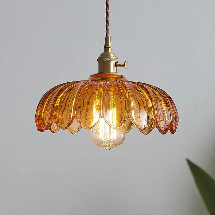 Lampada a sospensione fiore in vetro chic garefusion