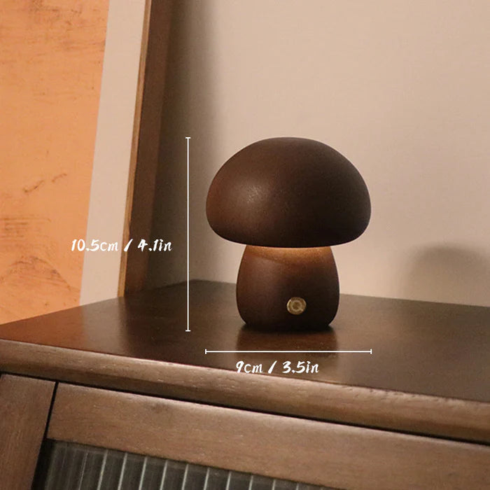 Veilleuse Champignon Mignon En Bois Vintage