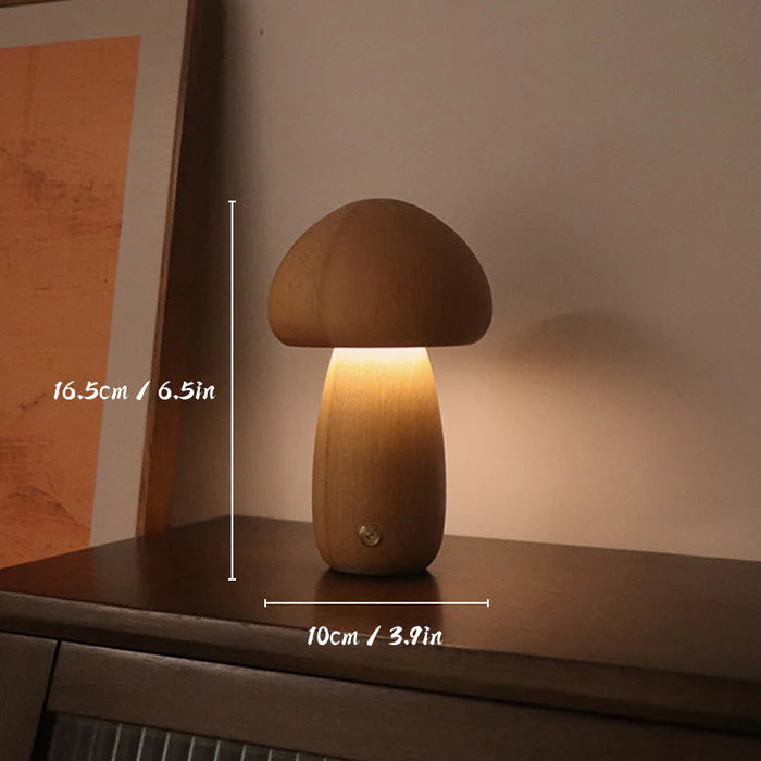 Veilleuse Champignon Mignon En Bois Vintage