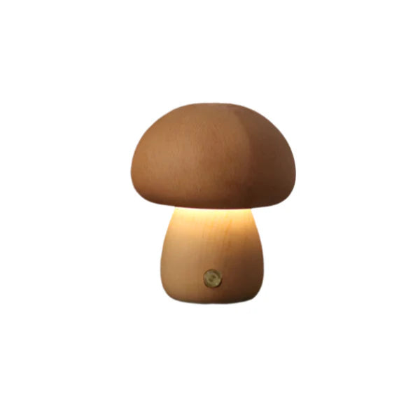 Veilleuse Champignon Mignon En Bois Vintage