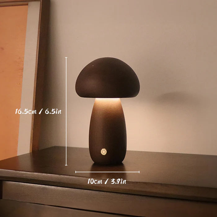 Veilleuse Champignon Mignon En Bois Vintage