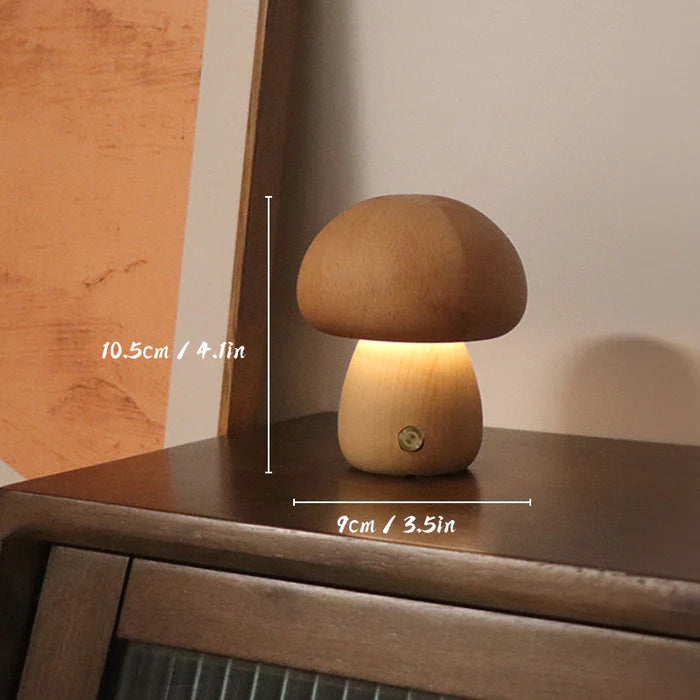 Veilleuse Champignon Mignon En Bois Vintage