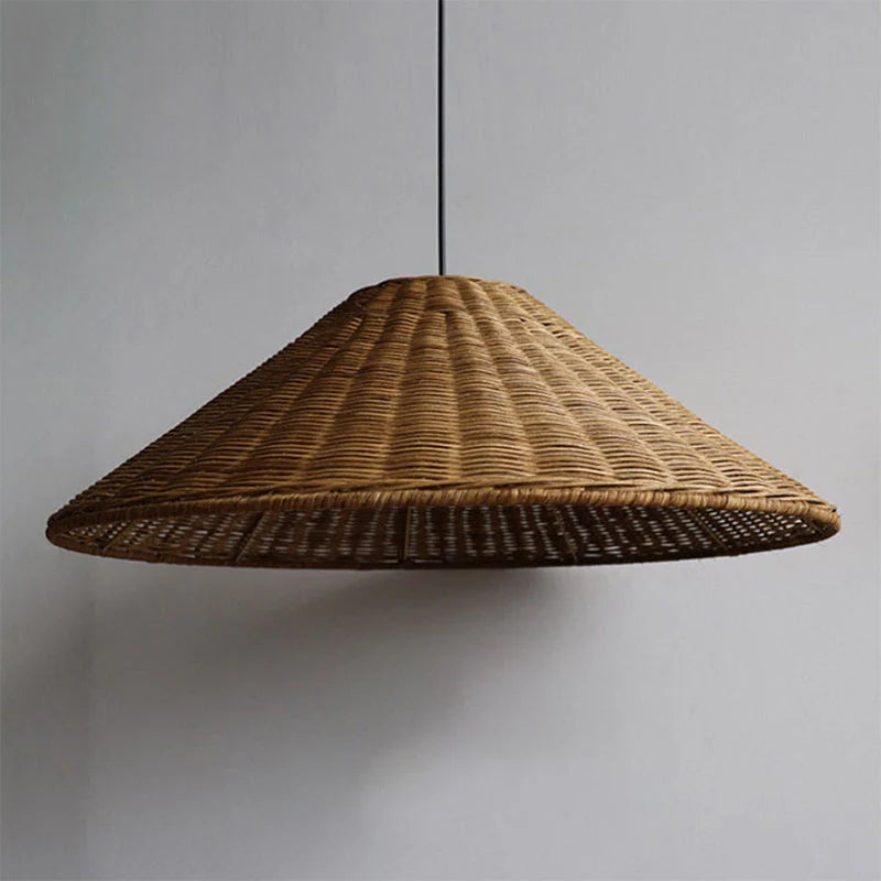 Bambou & Lustre japonais vintage en rotin