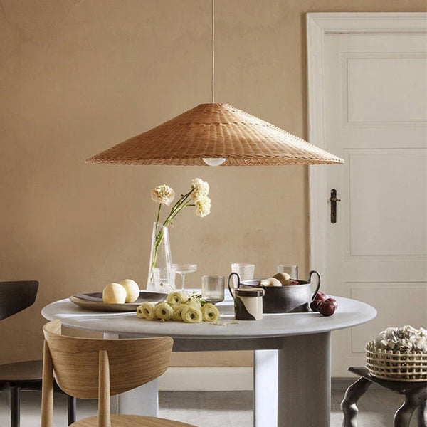 Bambù & Lampadario vintage giapponese in rattan
