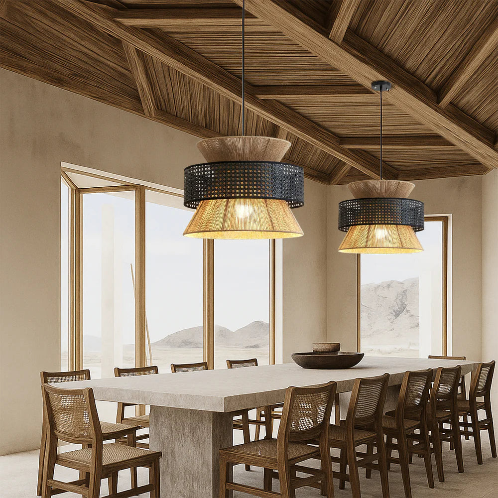 Lampada a sospensione moderna in rattan