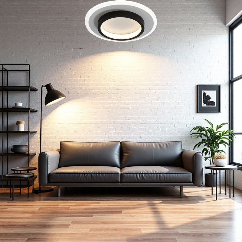 Moderne rund ring metal akrylloftlys