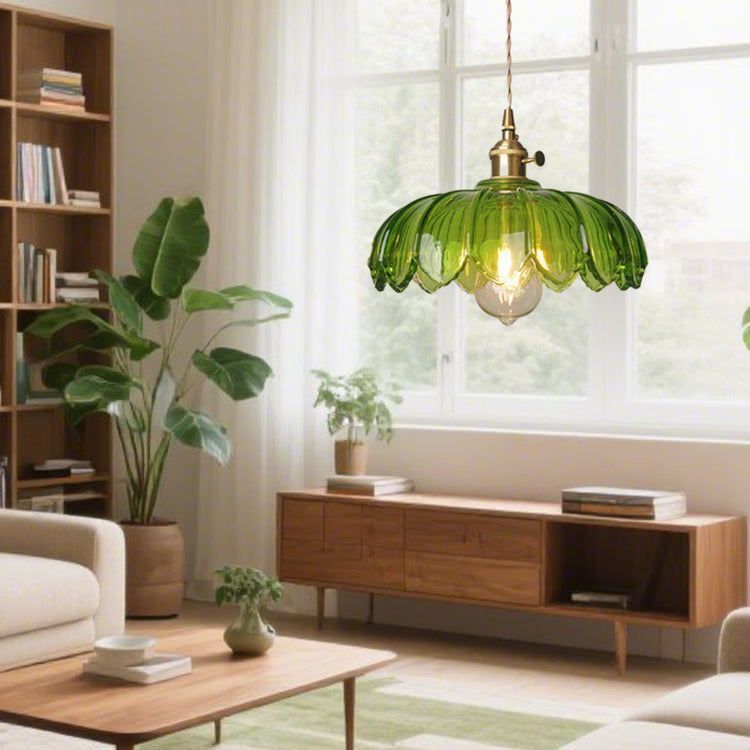 Glarefusion Chic Lampe à Suspension Fleur en Verre