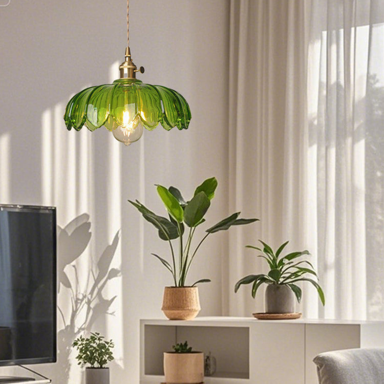 Glarefusion Chic Lampe à Suspension Fleur en Verre