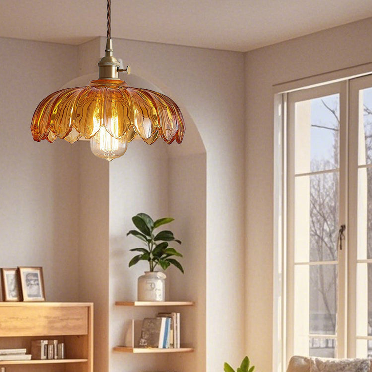 Glarefusion Chic Lampe à Suspension Fleur en Verre