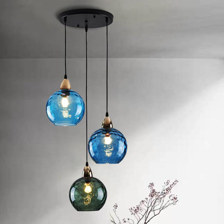 Glarefusion Modern Simple Colored Water Pattern Glass Ball Pendant Light