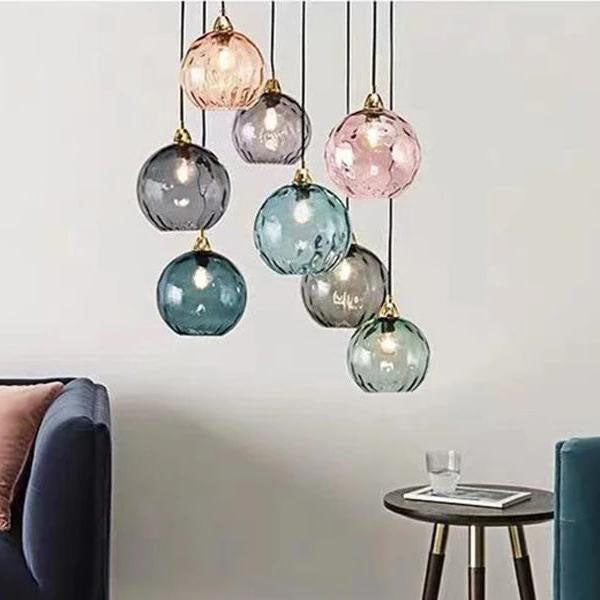 Glarefusion Modern Simple Colored Water Pattern Glass Ball Pendant Light