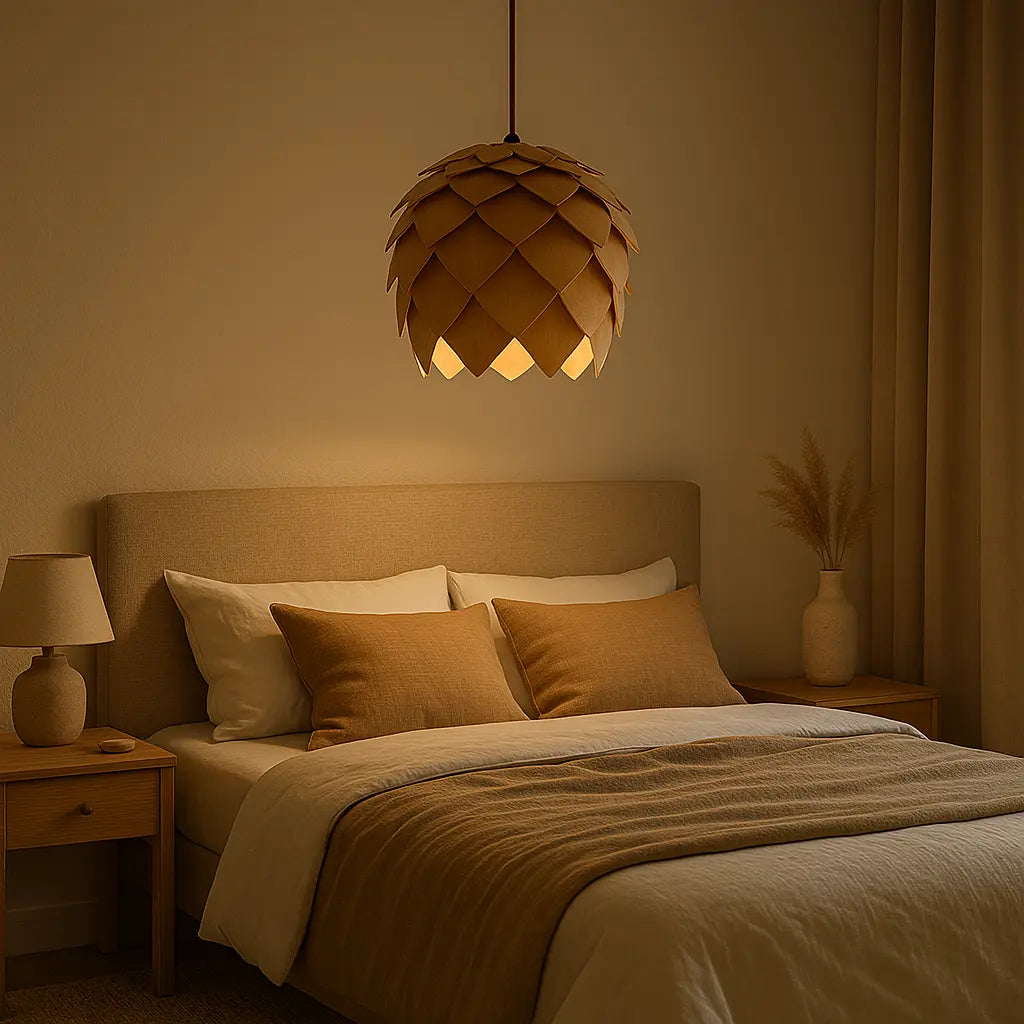 Lampada a sospensione in legno chic moderno