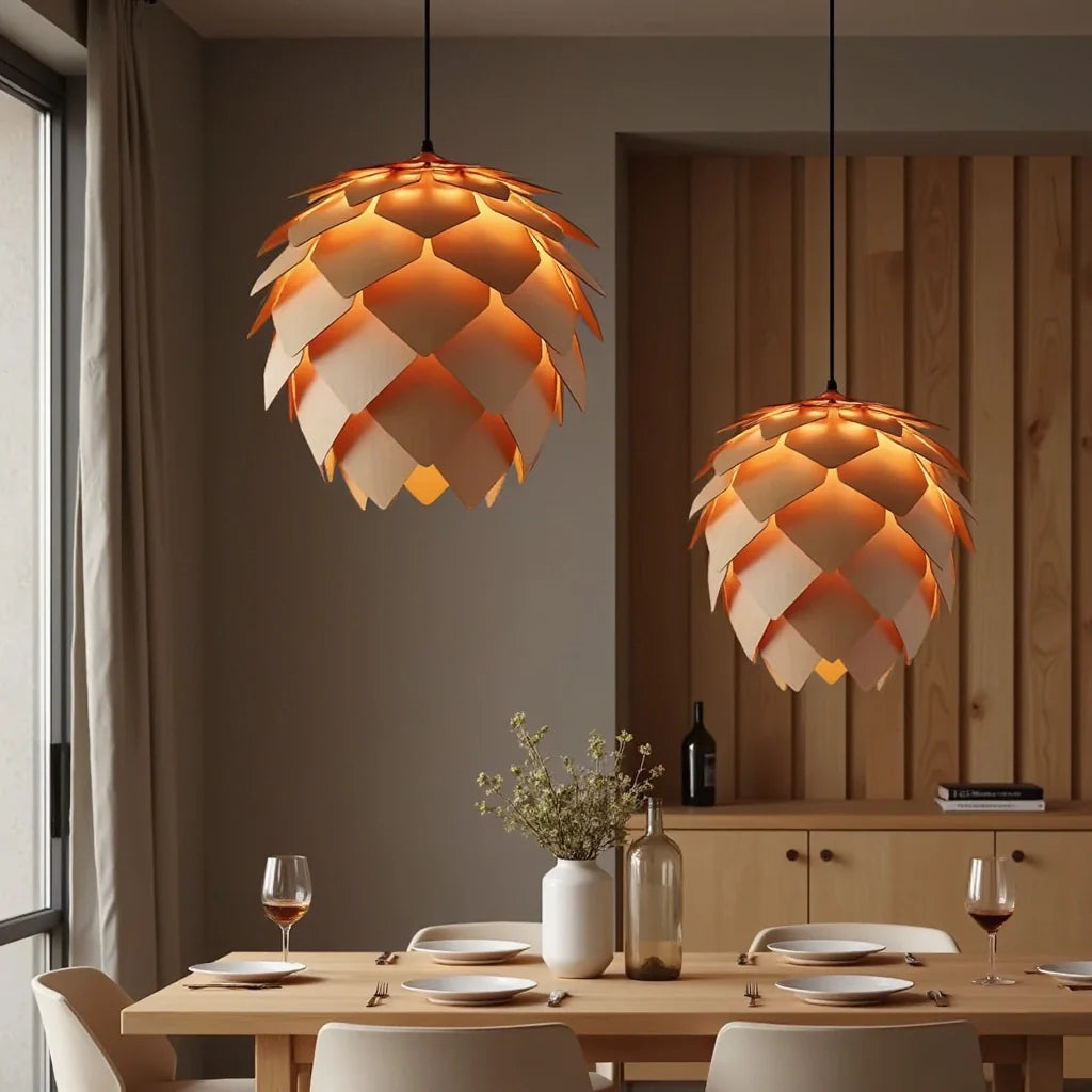 Lampada a sospensione in legno chic moderno