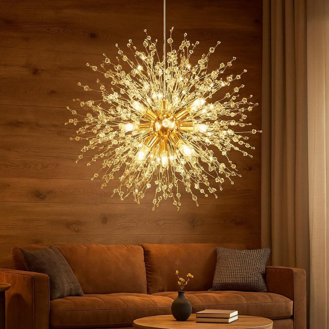 Lampada a sospensione in cristallo nordico con dente di leone