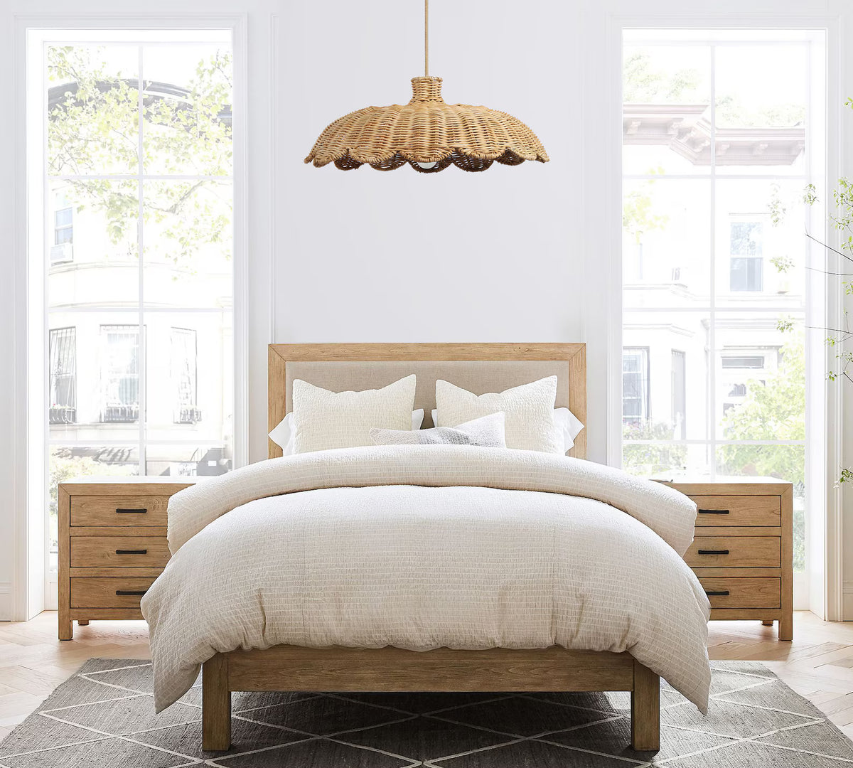 Retro Wave Rattan Pendant Light